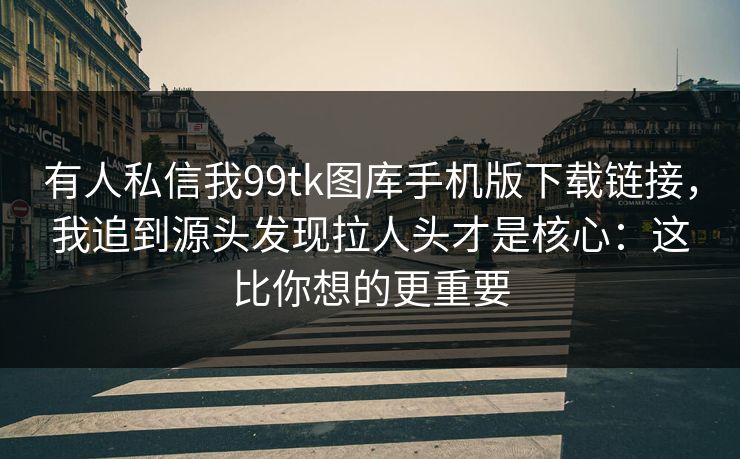 有人私信我99tk图库手机版下载链接,我追到源头发现拉人头才是核心:这比你想的更重要